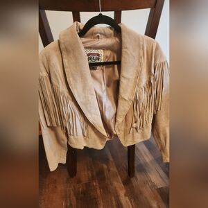 vintage suede cowgirl jacket w fringe